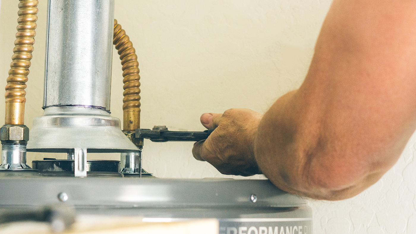 Close up of plumbing repair